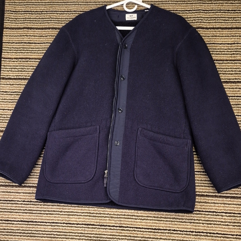 ENGINEERED GARMENTS x Uniqlo Navy Fleece Sherpa No Collar XS‎ Mens Jacket Coat